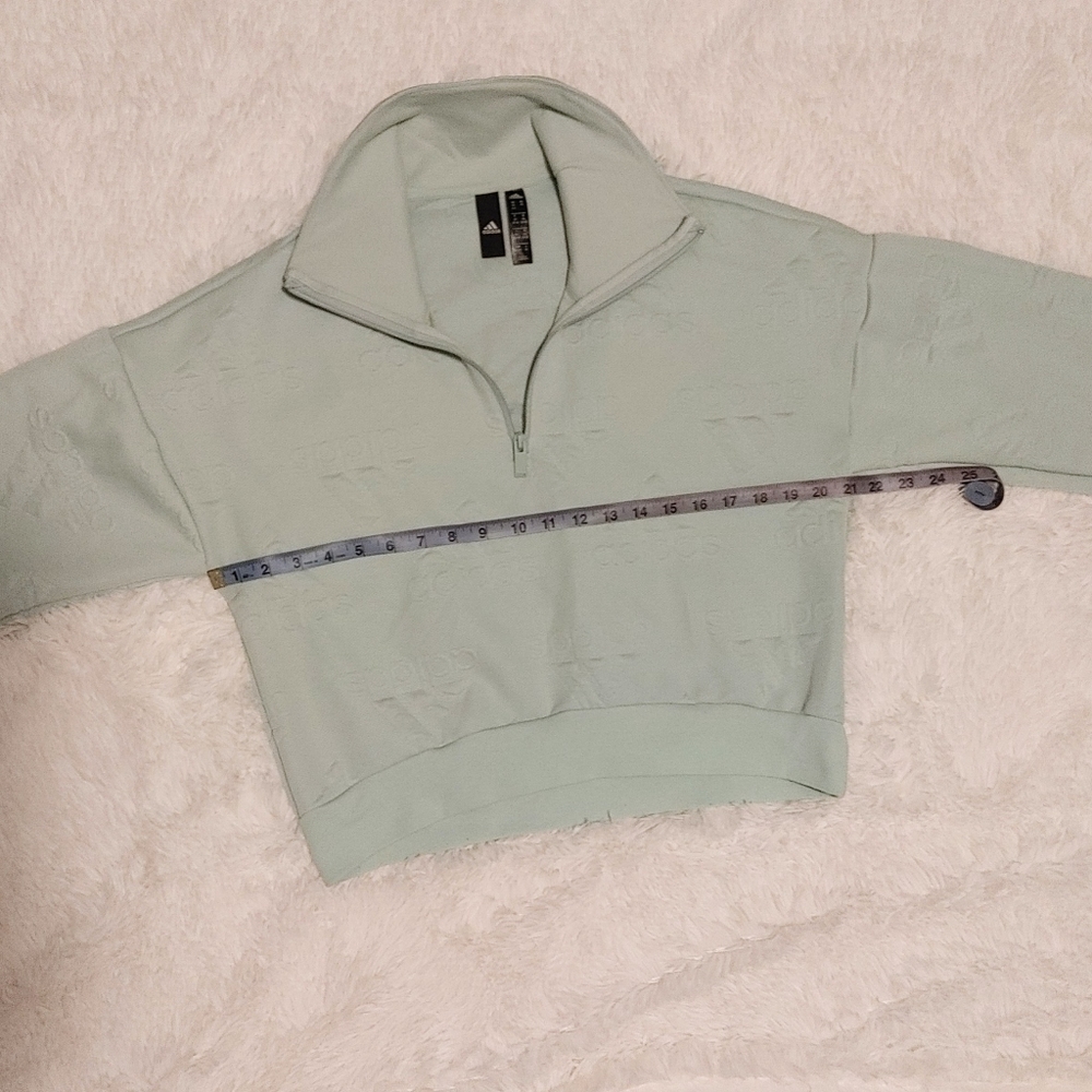 Adidas || Aeroready Jacquard Logo Half Zip Sweater, Size XS, Mint Green - Picture 6 of 6